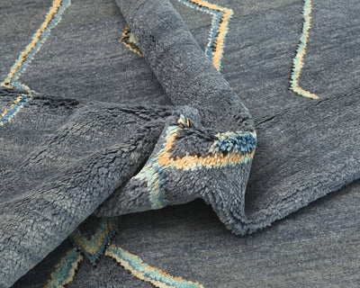 Alfombra marroquí de lana tejida a mano en gris de 8x8