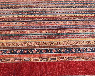 Alfombra afgana de lana anudada a mano Khurgeen multicolor de 6x8
