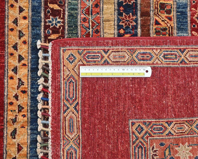 Alfombra afgana de lana anudada a mano Khurgeen multicolor de 6x8