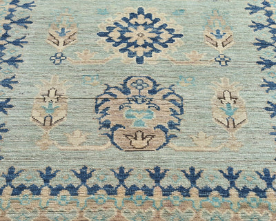 8 Feet Kazak Light Blue Afghan Hand Knotted Traditional Wool Runner Rug