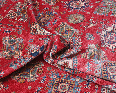 13x19 Red Kazak Afghan Hand Knotted Wool Area Rug