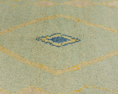 Alfombra marroquí de lana tejida a mano en beige de 3 metros