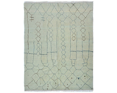Alfombra marroquí de lana tejida a mano en beige de 8x9