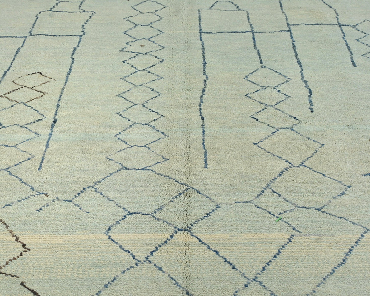 Alfombra marroquí de lana tejida a mano en beige de 8x9