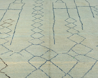 Alfombra marroquí de lana tejida a mano en beige de 8x9