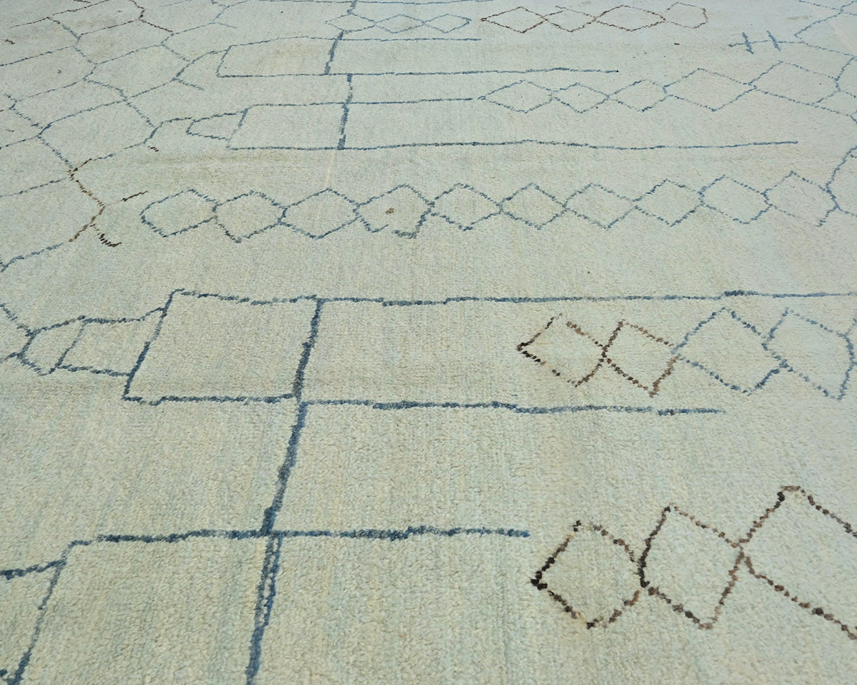 Alfombra marroquí de lana tejida a mano en beige de 8x9