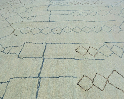 Alfombra marroquí de lana tejida a mano en beige de 8x9