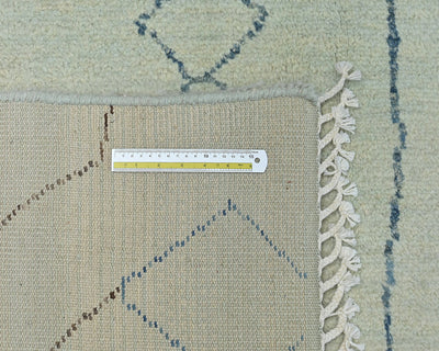 Alfombra marroquí de lana tejida a mano en beige de 8x9