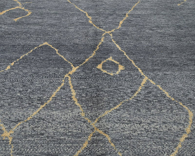 Alfombra marroquí de lana tejida a mano en gris de 9 x 12 pulgadas