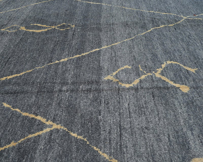 Alfombra marroquí de lana tejida a mano en gris de 9 x 12 pulgadas
