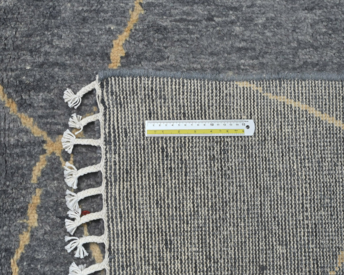Alfombra marroquí de lana tejida a mano en gris de 9 x 12 pulgadas