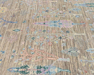 Alfombra afgana de lana anudada a mano Khurgeen gris de 4x6