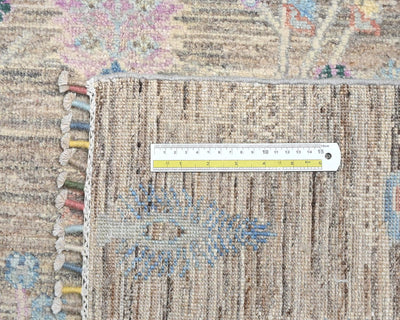 Alfombra afgana de lana anudada a mano Khurgeen gris de 4x6