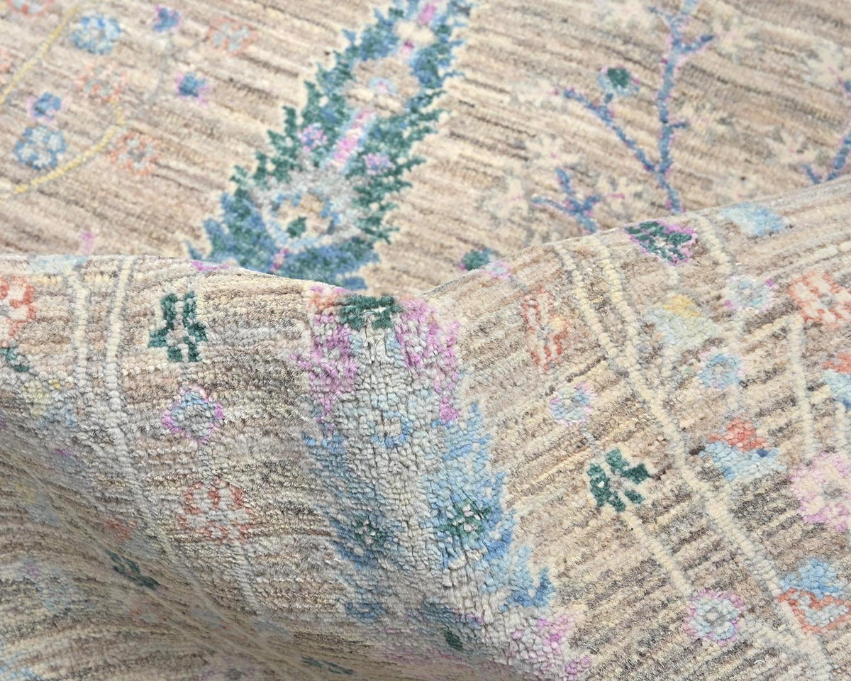 Alfombra afgana de lana anudada a mano Khurgeen gris de 4x6