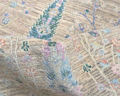 Alfombra afgana de lana anudada a mano Khurgeen gris de 4x6