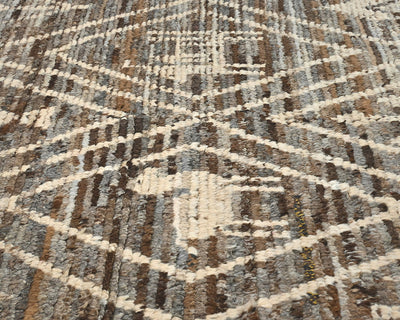 Alfombra marroquí de lana tejida a mano en marrón de 4,8 metros
