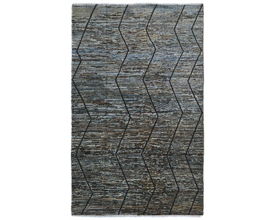 Alfombra marroquí multicolor de lana tejida a mano de 10 x 14 pulgadas