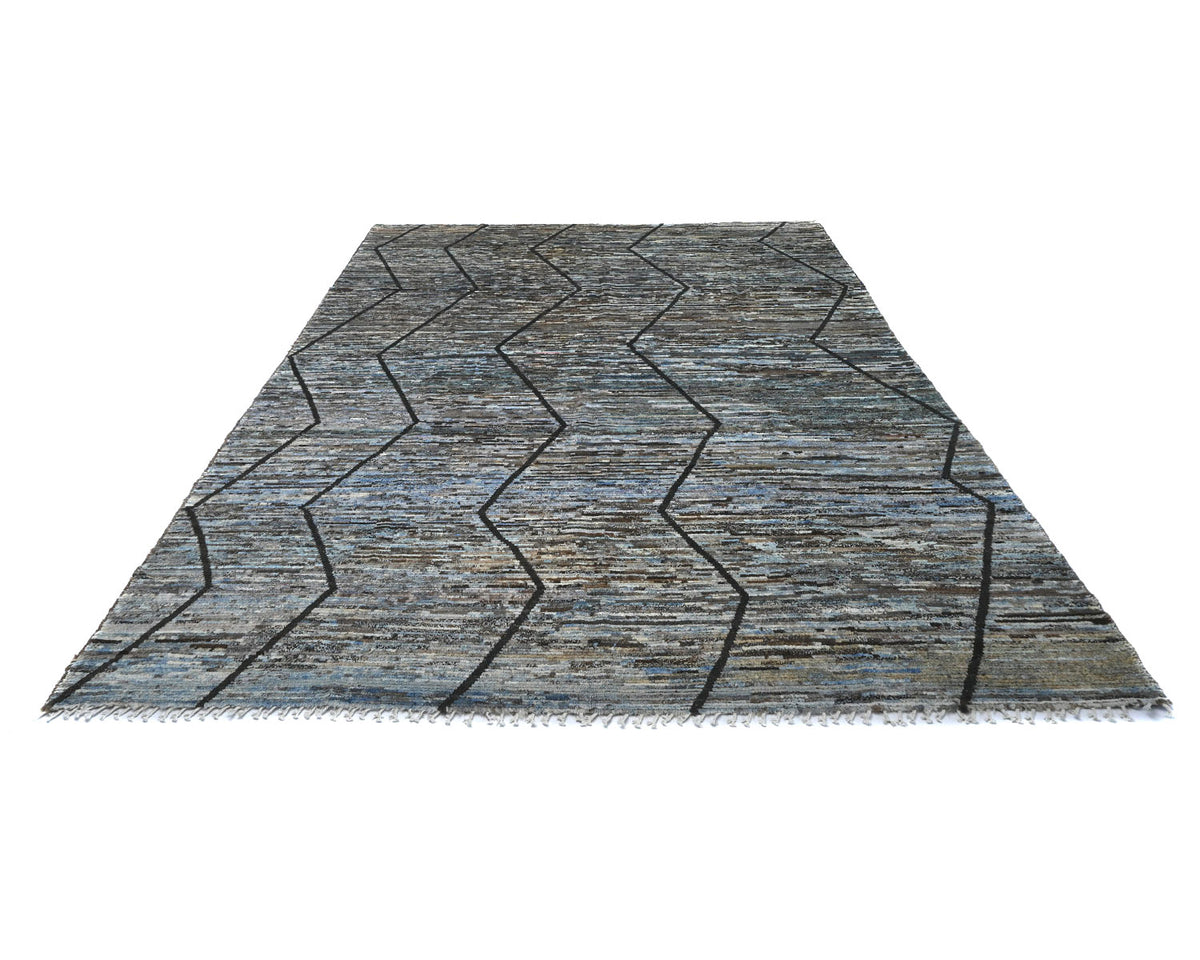 Alfombra marroquí multicolor de lana tejida a mano de 10 x 14 pulgadas