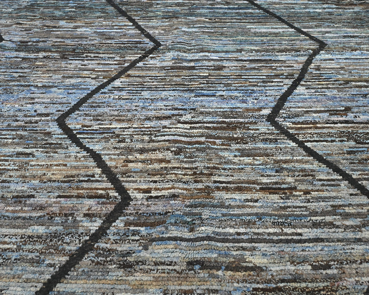 Alfombra marroquí multicolor de lana tejida a mano de 10 x 14 pulgadas