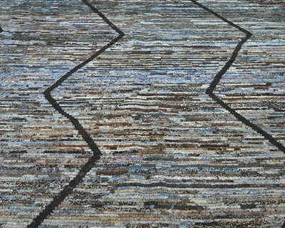 Alfombra marroquí multicolor de lana tejida a mano de 10 x 14 pulgadas