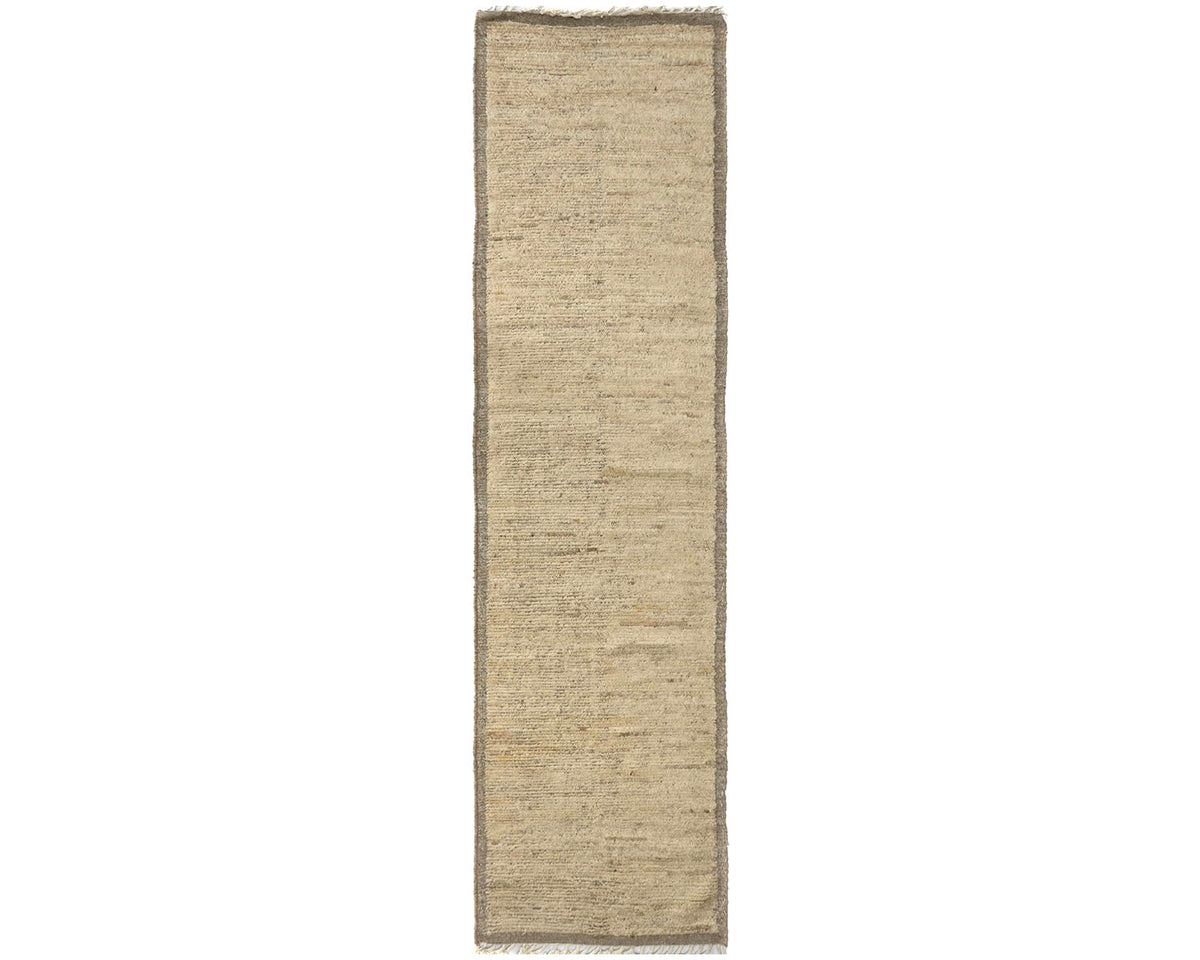 10 Feet Moroccan Beige Hand Woven Wool Runner Rug