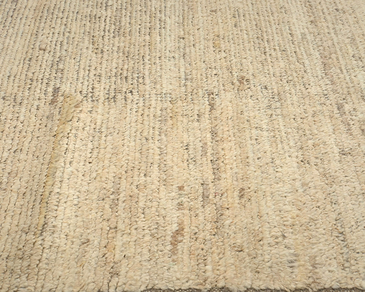 10 Feet Moroccan Beige Hand Woven Wool Runner Rug