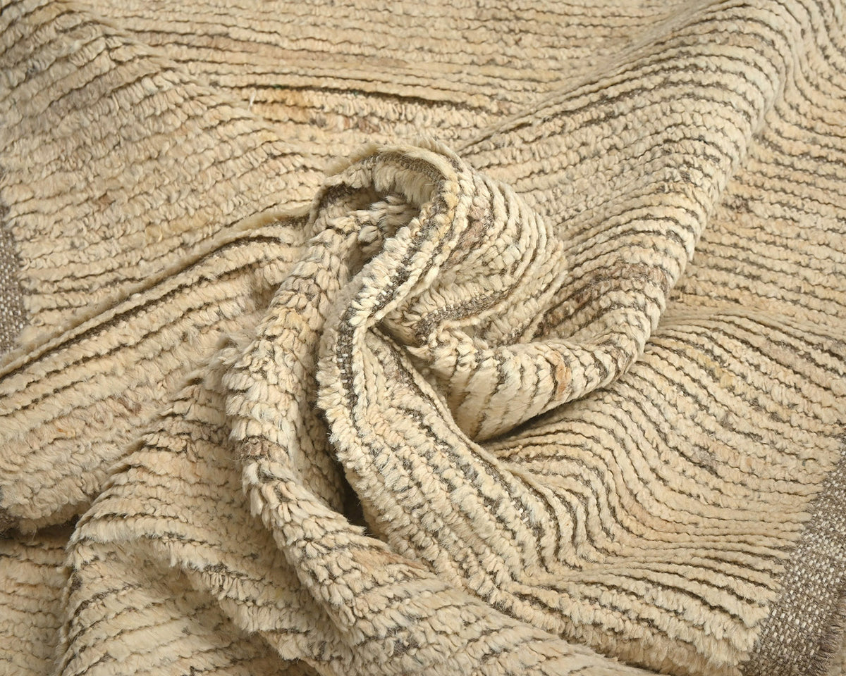 10 Feet Moroccan Beige Hand Woven Wool Runner Rug
