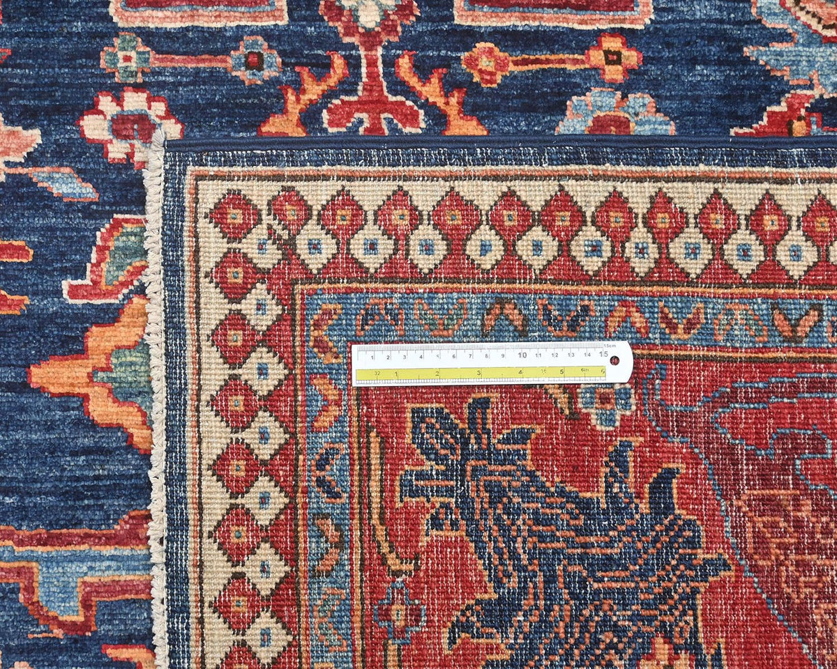 9x12 Blue Aryana Afghan Hand Knotted Veg Dye Wool Area Rug