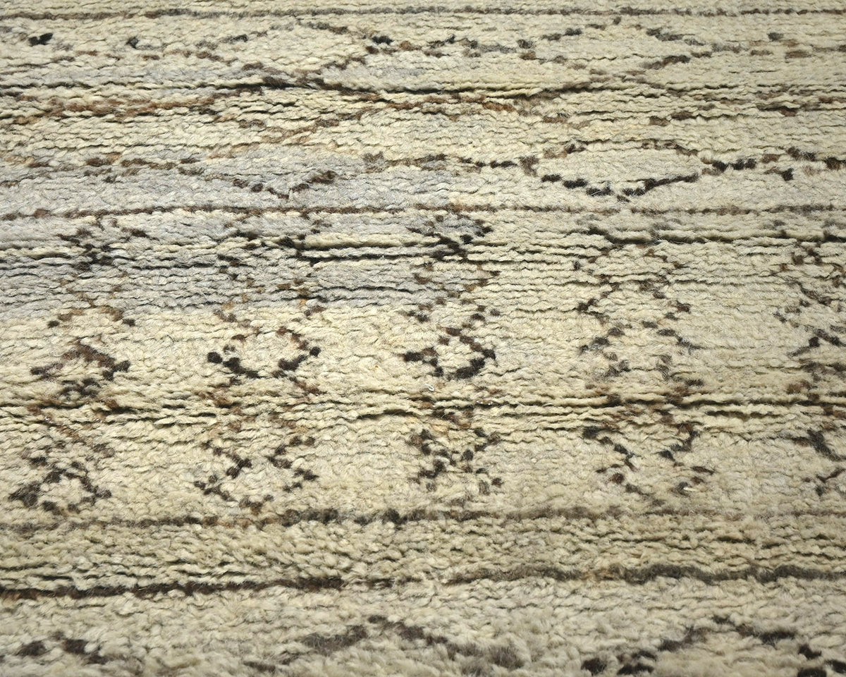 8 Feet Moroccan Brown Hand Woven Wool Runner Rug
