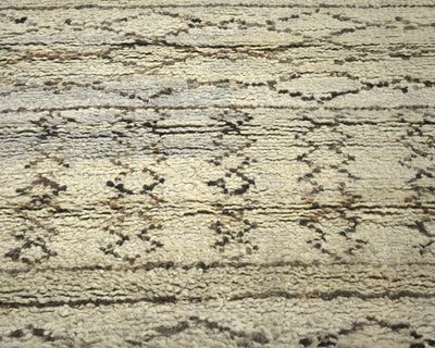 8 Feet Moroccan Brown Hand Woven Wool Runner Rug