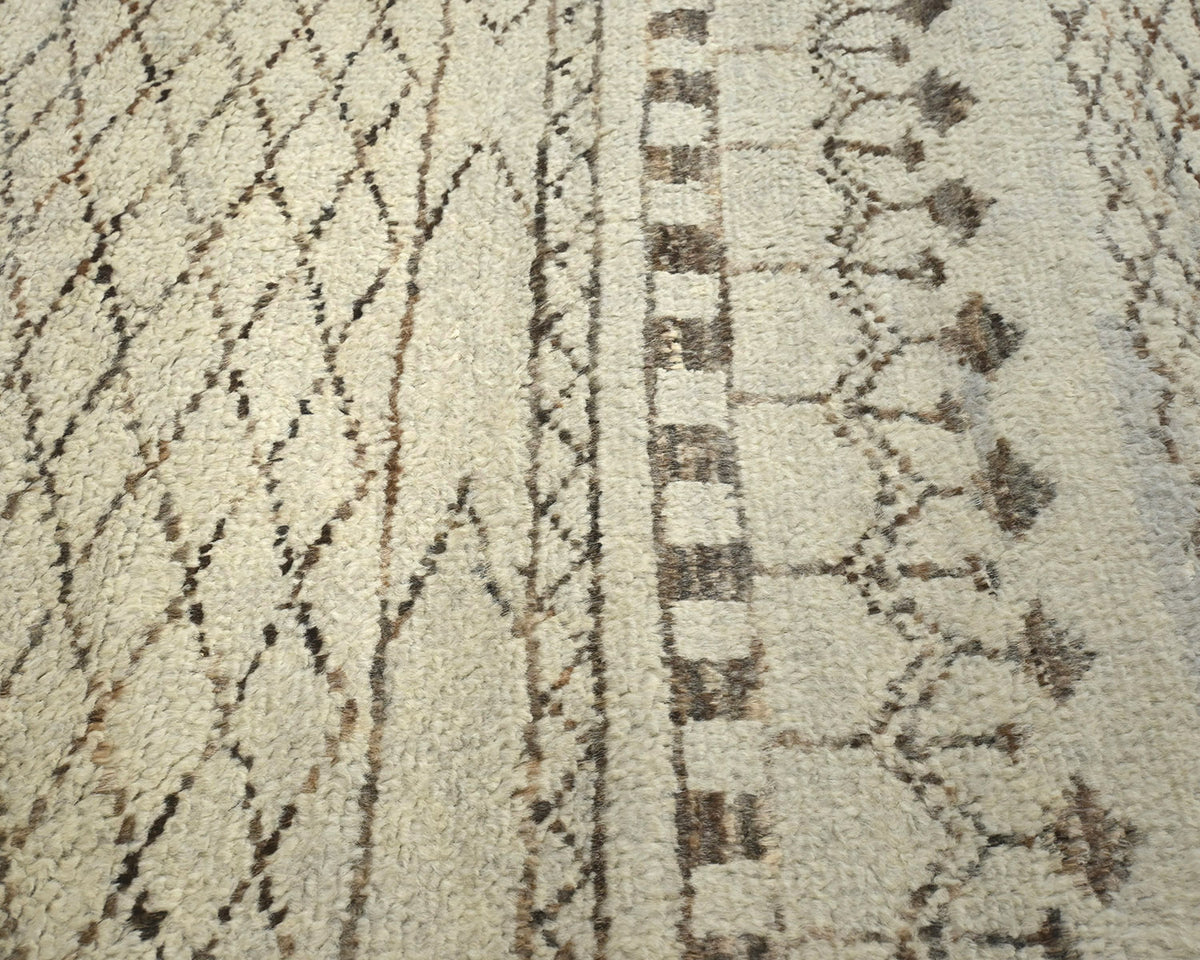 8 Feet Moroccan Brown Hand Woven Wool Runner Rug