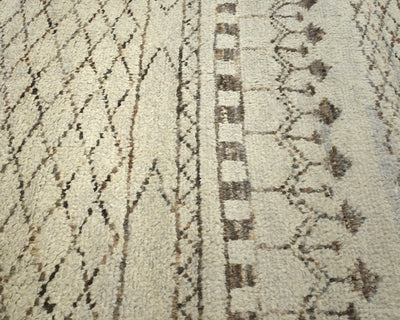 8 Feet Moroccan Brown Hand Woven Wool Runner Rug