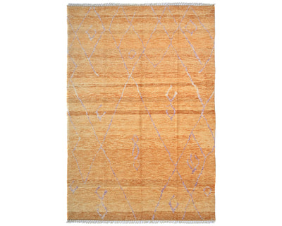 Alfombra marroquí de lana tejida a mano en color naranja de 9 x 12 pulgadas