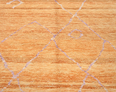Alfombra marroquí de lana tejida a mano en color naranja de 9 x 12 pulgadas