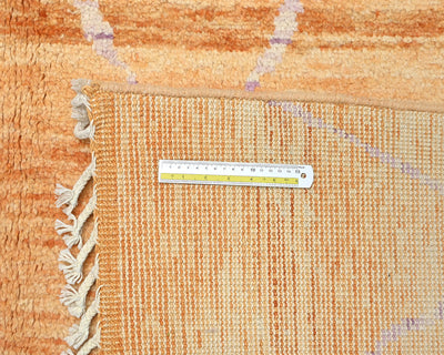 Alfombra marroquí de lana tejida a mano en color naranja de 9 x 12 pulgadas