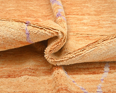 Alfombra marroquí de lana tejida a mano en color naranja de 9 x 12 pulgadas