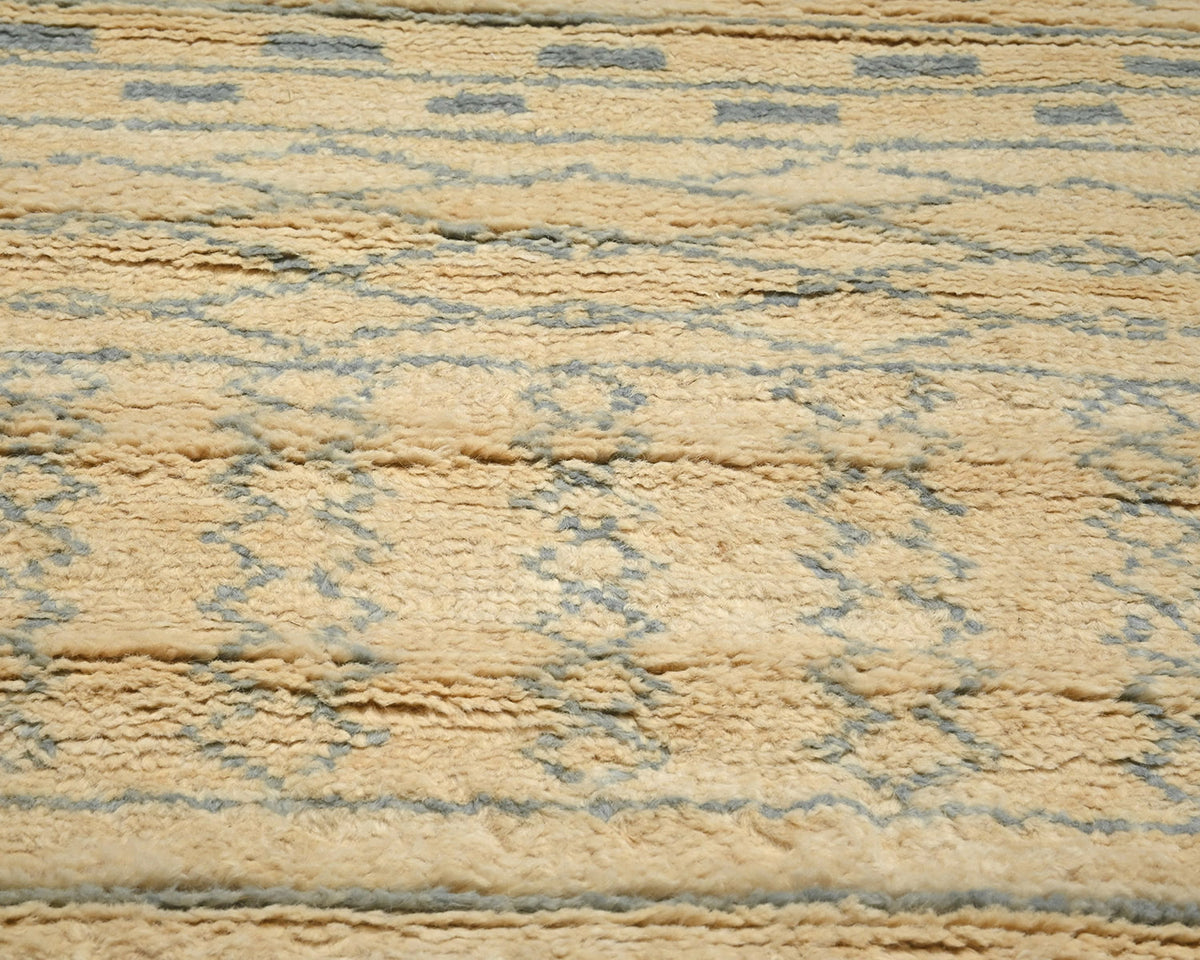 8 Feet Moroccan Beige Hand Woven Wool Runner Rug