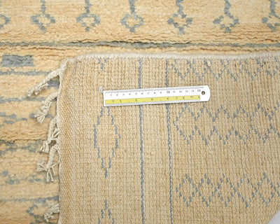 8 Feet Moroccan Beige Hand Woven Wool Runner Rug