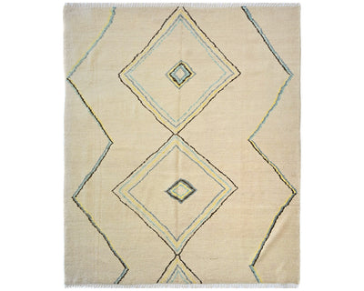 9x9 Moroccan Beige Hand Woven Square Wool Area Rug