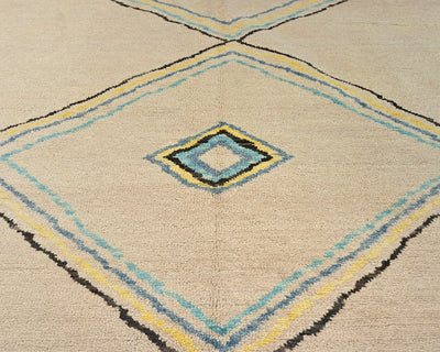 9x9 Moroccan Beige Hand Woven Square Wool Area Rug