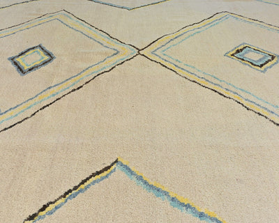 9x9 Moroccan Beige Hand Woven Square Wool Area Rug