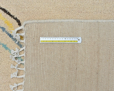 9x9 Moroccan Beige Hand Woven Square Wool Area Rug