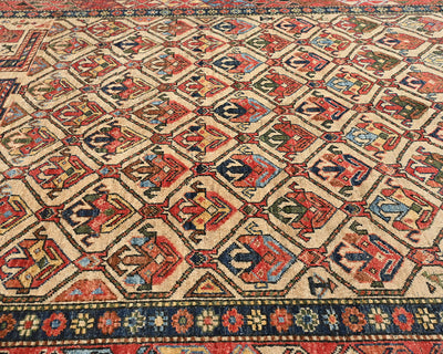 Alfombra afgana Ersari de lana teñida con vegetales, anudada a mano, color marrón claro, de 5 x 7