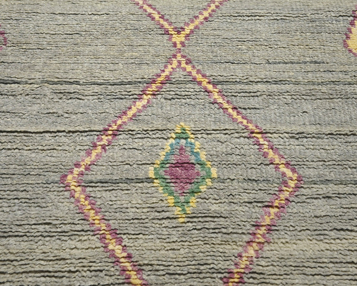 10 Feet Moroccan Gray Hand Woven Wool Runner Rug