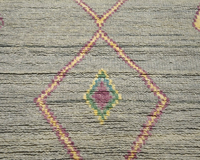 10 Feet Moroccan Gray Hand Woven Wool Runner Rug