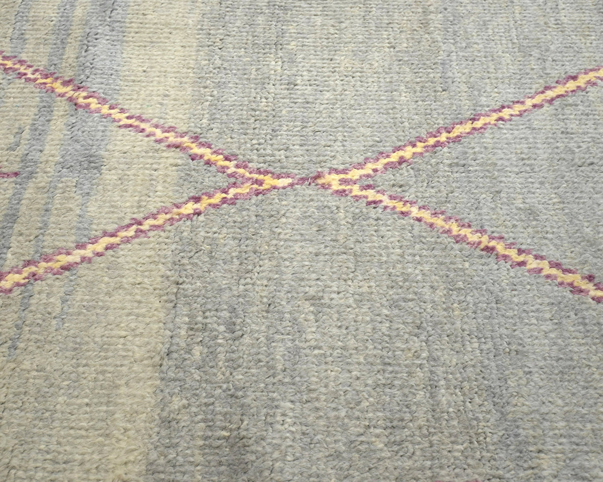 10 Feet Moroccan Gray Hand Woven Wool Runner Rug