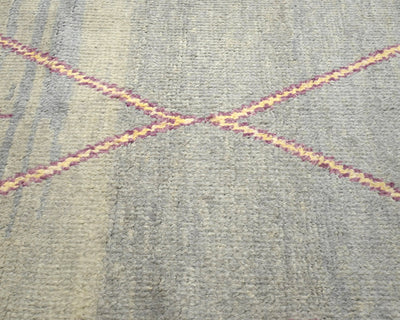 10 Feet Moroccan Gray Hand Woven Wool Runner Rug