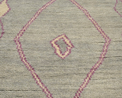 Alfombra marroquí de lana tejida a mano en gris de 13 pies