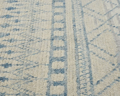 Alfombra marroquí de lana tejida a mano en beige de 4 metros