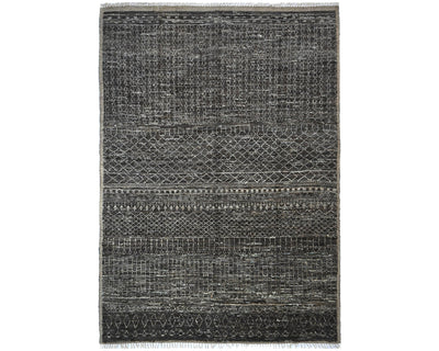 Alfombra marroquí de lana tejida a mano en marrón de 9 x 12 pulgadas